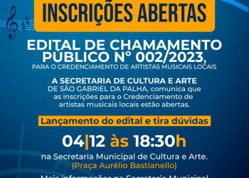 São Gabriel da Palha abre inscrições para artistas musicais locais